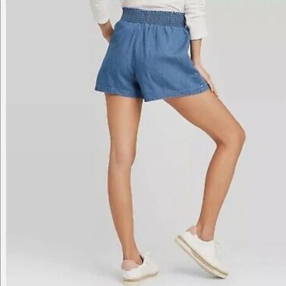 UNIVERSAL THREAD Smocked Waist Pull On Denim Shorts Cotton Lyocell Womens XS - Picture 5 of 7